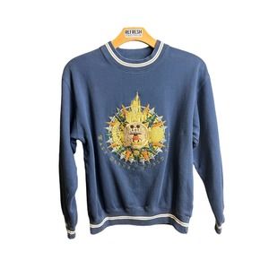 Vintage 90s Y2K Disney World Tour Epcot Mickey Sweatshirt Blue Medium